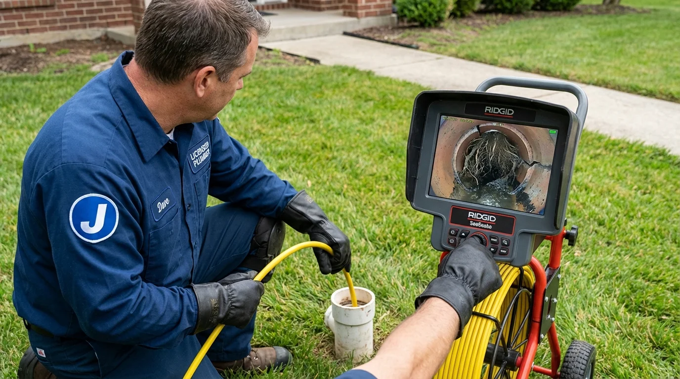 Sewer camera inspection being performed by Johns Plumbing LLC in Genoa